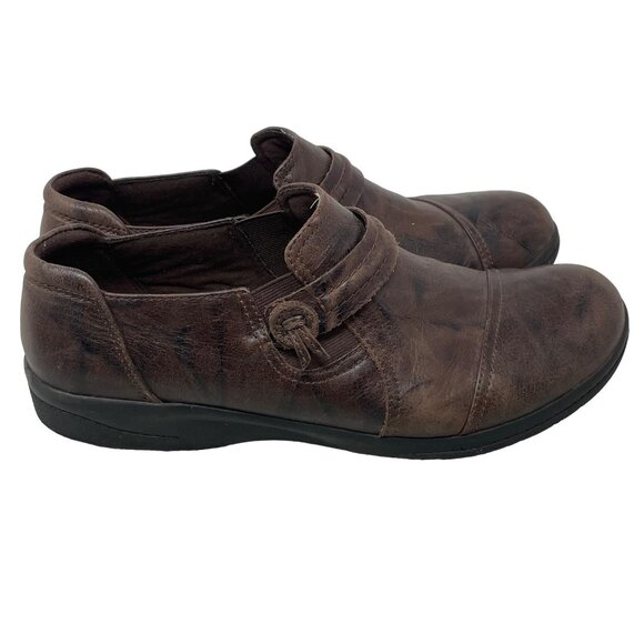 Clarks Collection Loafers Cheyn Madi Slip On Round Toe Brown Leather Size 9.5 - Picture 1 of 8